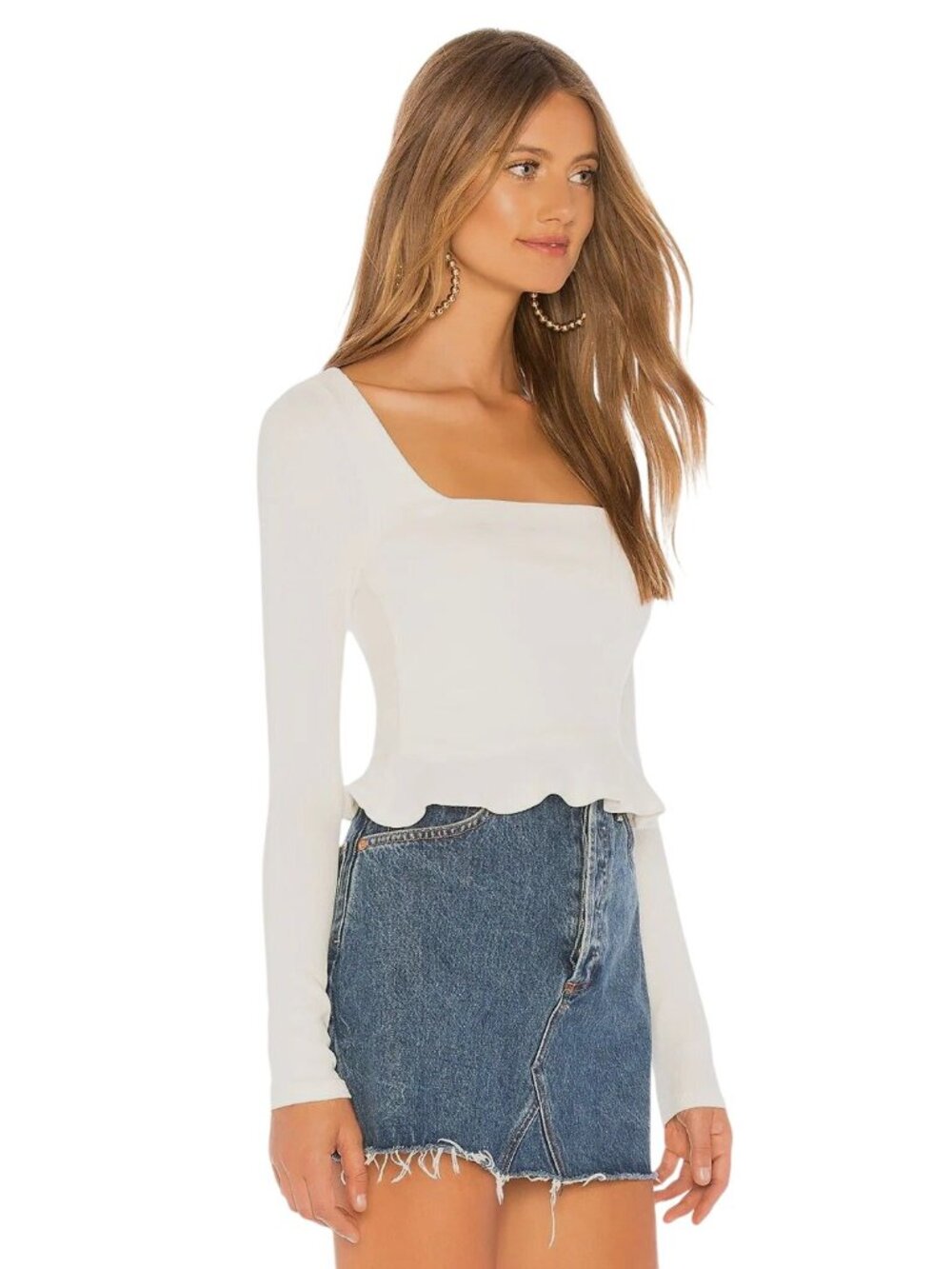 superdown Priscilla Ribbed Top in White X-Small New Womens Long Sleeve Blouse - Picture 3 of 9